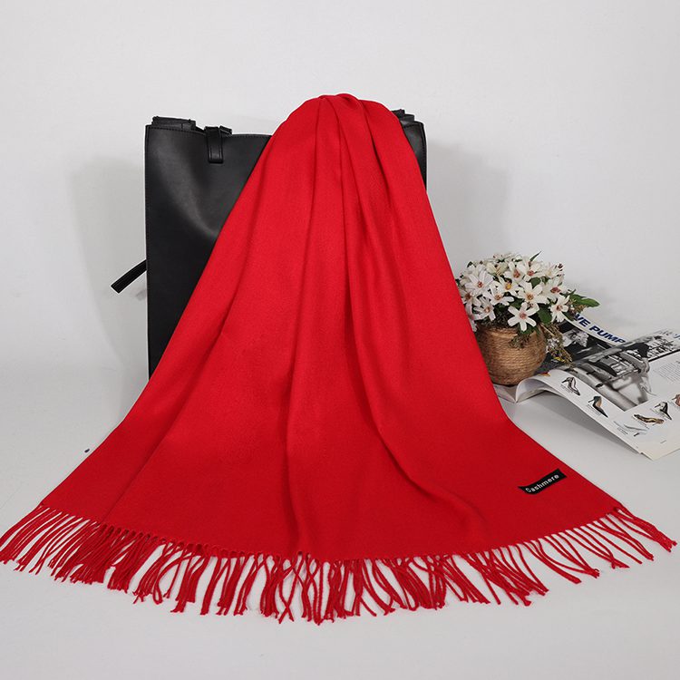 Winter Cashmere Scarf Luxury Scarves Lady Tassel Solid Shawl Wraps Foulard Tippet Pashmina