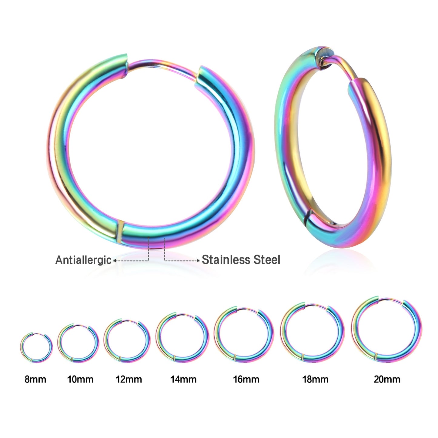 1Pairs/2pcs Trendy Small Hoop Earrings Coloful Round Circle Anti-allergy Brinco Accessories