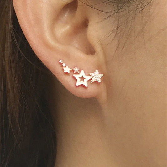 Star Shiny White Zircon Exquisite Versatile Earring Fashion Jewelry