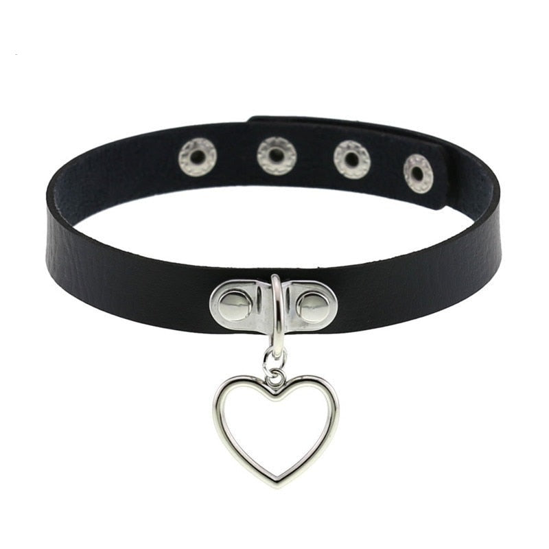 Woman Black Punk Choker Collar Necklace Pu Leather Goth Rivets Choker Jewelry