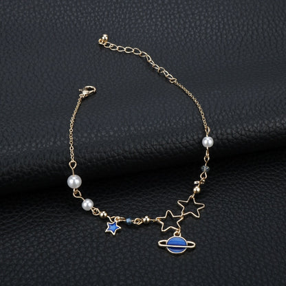 Star Moon Universe Planet Enamel Imitation Pearls Braeclet