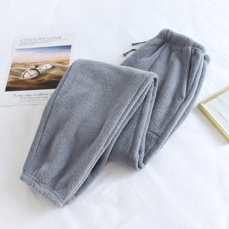 Autumn and winter pants thickened warmth and velvet loose pajamas loose closed trousers home pants