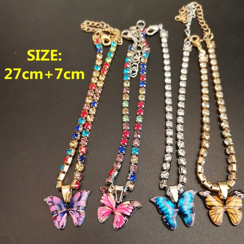 Butterfly Charms Crystal Anklet Rhinestone Foot Chain Accessories