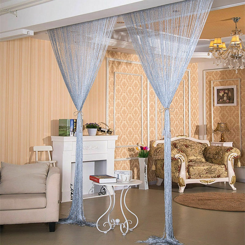 Shiny Tassel Silver Line String Curtain Valance Room Divider Wedding Home Decor