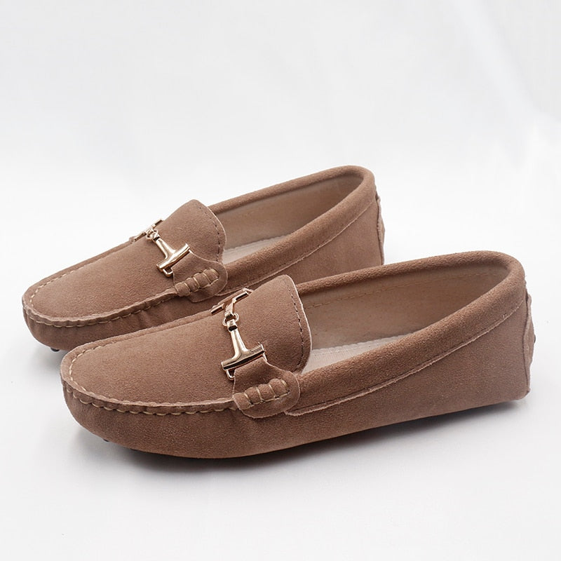 Women 100% Genuine Leather Women Flat Shoes Casual Loafers Slip On Flats Shoes