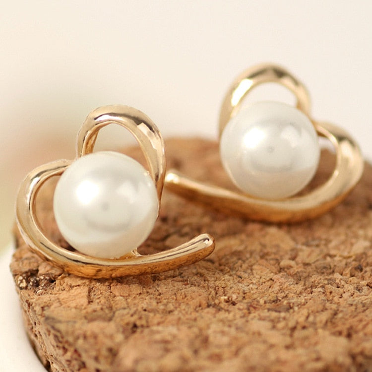 white boho imitation pearl round circle hoop earrings female gold color big earrings jewelry statement earrings