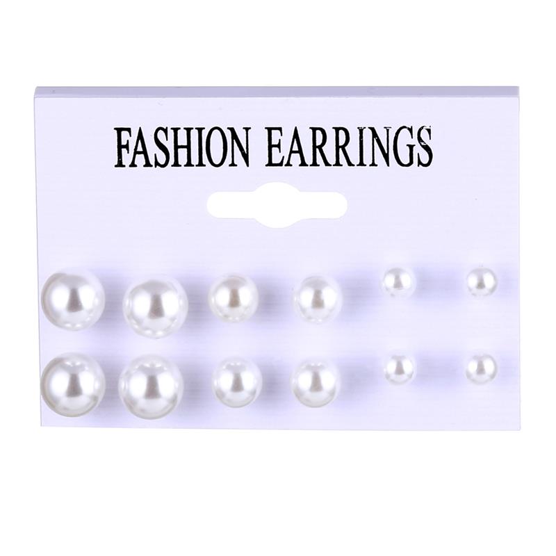 Pearl Earrings Bohemian Fashion Jewelry Geometric Crystal Heart Stud Earrings