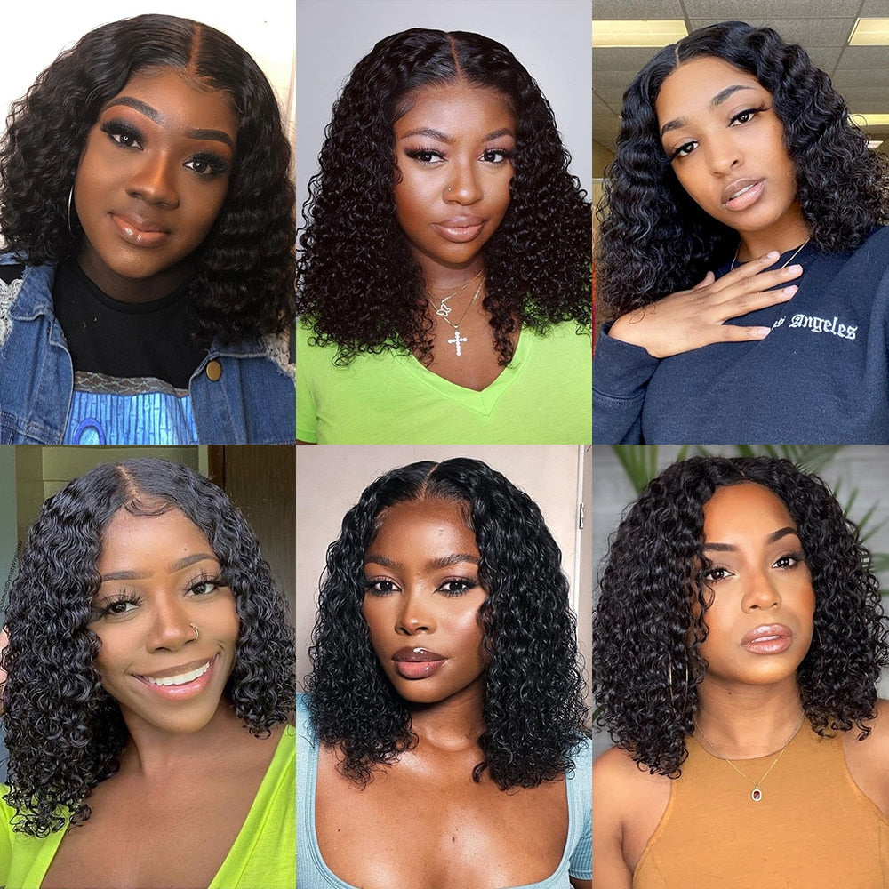 Deep Wave Frontal Wig Human Hair Wigs Short Wigs Jerry Curl Bob Wig PrePlucked Hairline Wigs