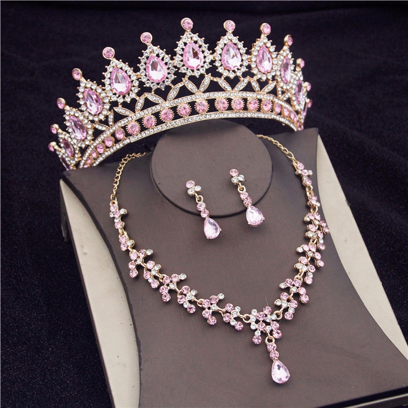 Gorgeous Crystal Bridal Jewelry Sets Tiaras Earrings Necklaces Set Wedding Set