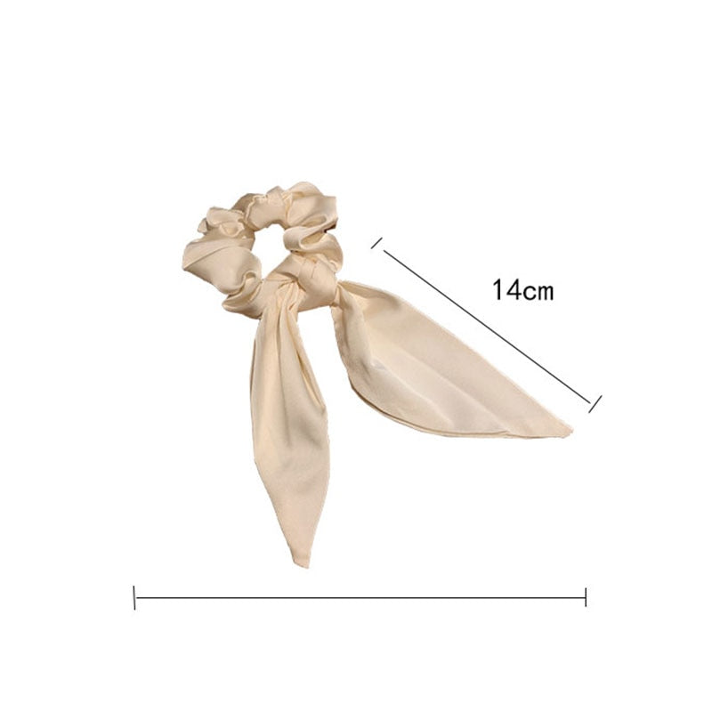 Luxury Satin Silk Bow Streamers Hair Ring Knotted Scrunchie Ponytail Hair Ties