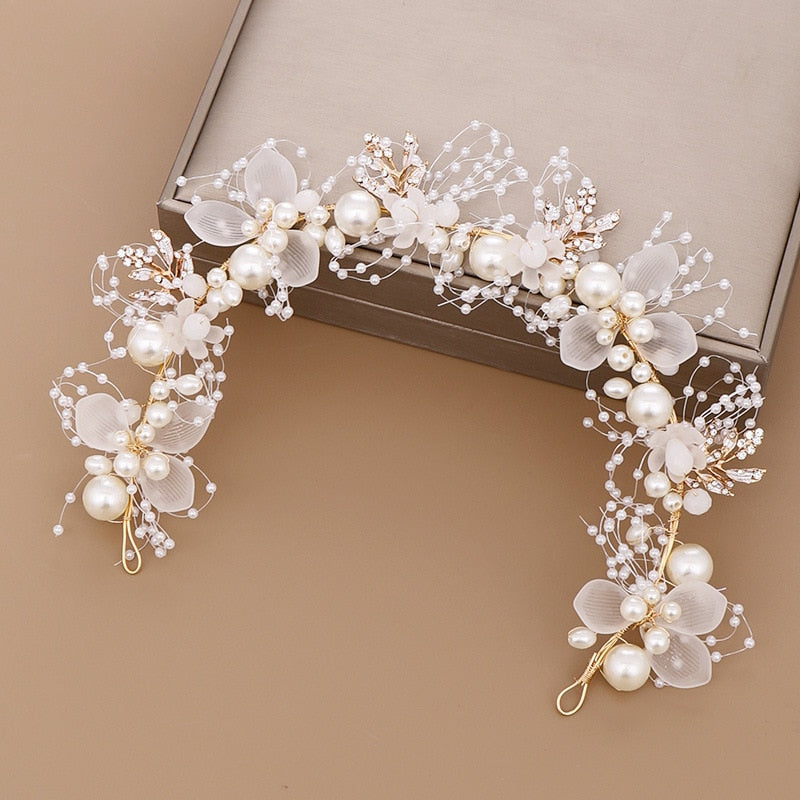 Pearl Rhinestone Headband Wedding Hair Accessories Bride Tiara Headband