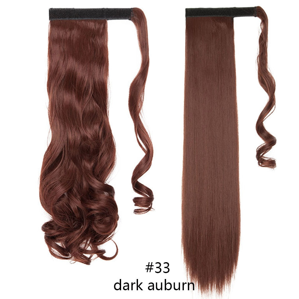 17''23'' Long Straight Ponytail Wrap Around Ponytail Clip in Hair Extensions Natural Hairpiece Headwear Synthetic Hair