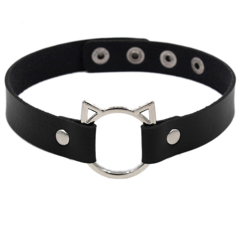 Woman Black Punk Choker Collar Necklace Pu Leather Goth Rivets Choker Jewelry