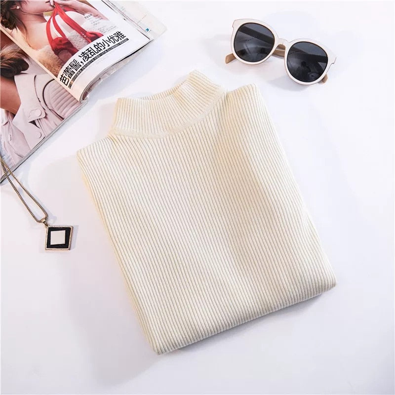 Autumn Winter Top Pull Femme Turtleneck Pullovers Sweaters Long Sleeve Slim Oversize Korean Women Sweater