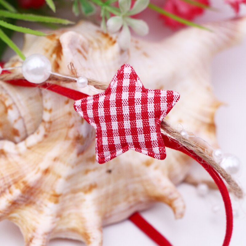 50 PCS Red Scottish Checked Fabric Christmas star party wedding Diy decoration gift packing