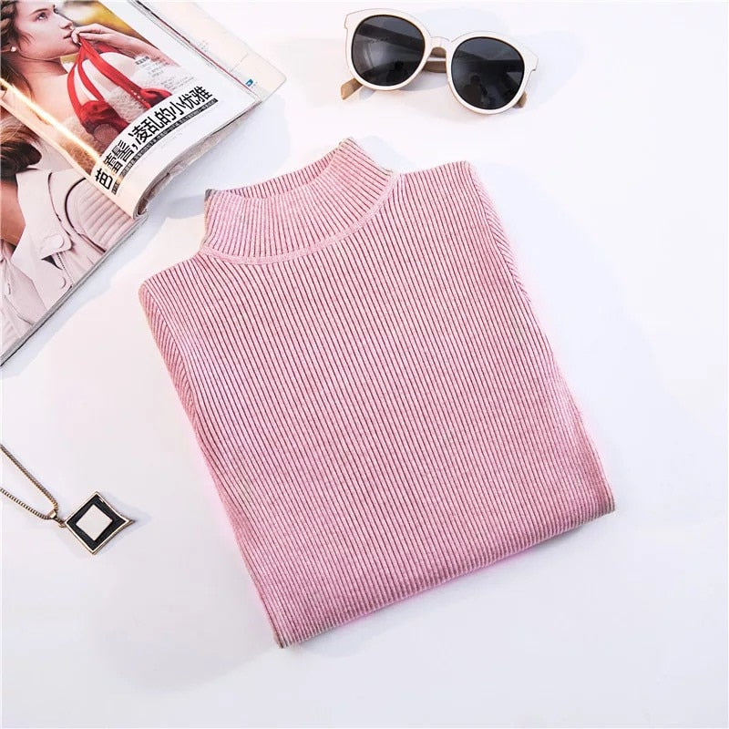 Autumn Winter Top Pull Femme Turtleneck Pullovers Sweaters Long Sleeve Slim Oversize Korean Women Sweater