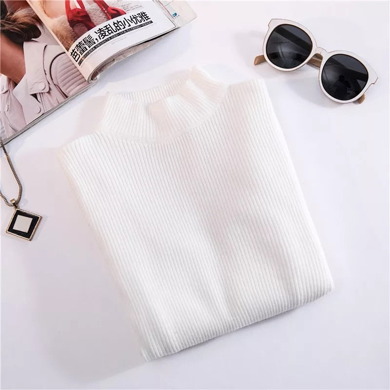 Autumn Winter Top Pull Femme Turtleneck Pullovers Sweaters Long Sleeve Slim Oversize Korean Women Sweater