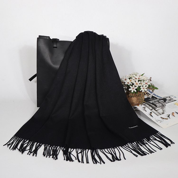 Winter Cashmere Scarf Luxury Scarves Lady Tassel Solid Shawl Wraps Foulard Tippet Pashmina