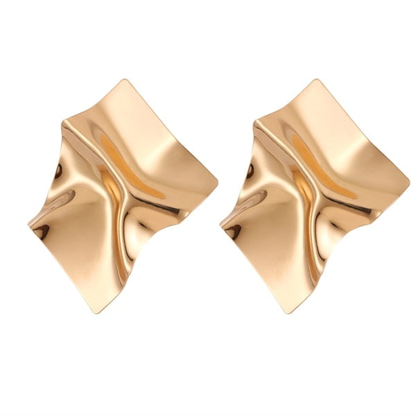 Vintage Earrings Geometric Statement Gold Metal Drop Trendy Earings