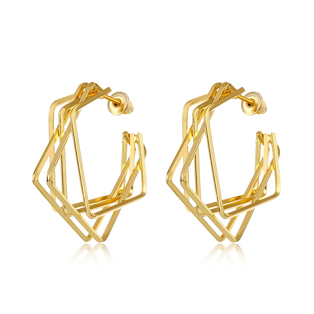 Vintage Earrings Geometric Statement Gold Metal Drop Trendy Earings