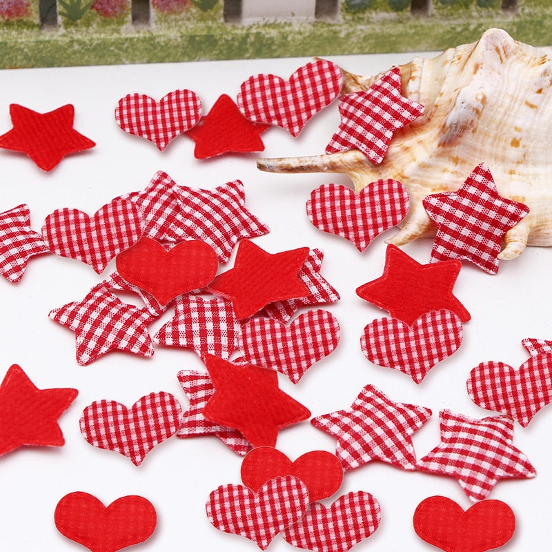 50 PCS Red Scottish Checked Fabric Christmas star party wedding Diy decoration gift packing