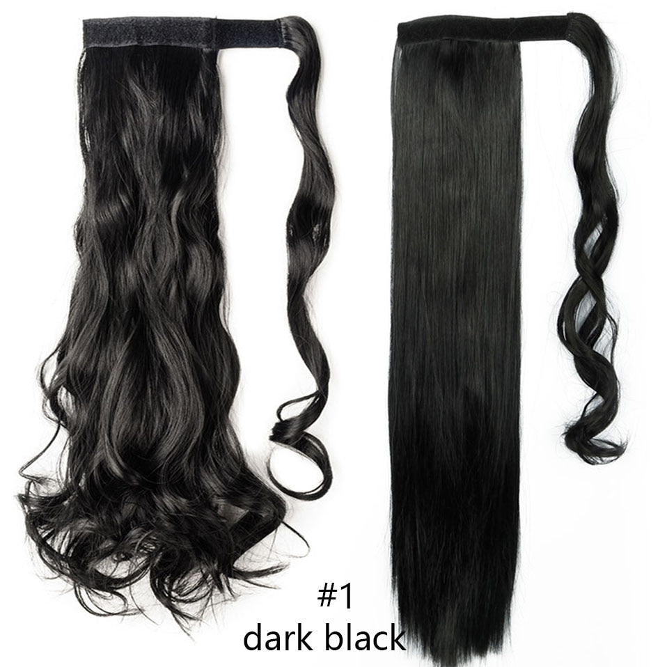 17''23'' Long Straight Ponytail Wrap Around Ponytail Clip in Hair Extensions Natural Hairpiece Headwear Synthetic Hair