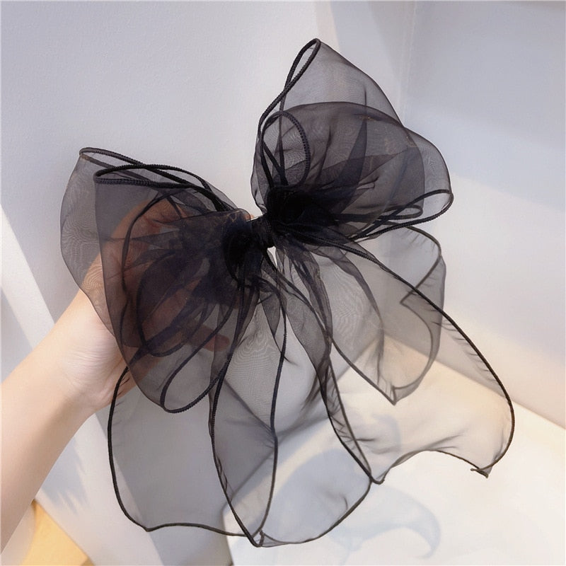 Exaggerated Yarn Bow Hair Clip Hair Accssories Sweet Organza Oversized Hairpins Woman Girls Korean Fashion Hairgrips Headdress