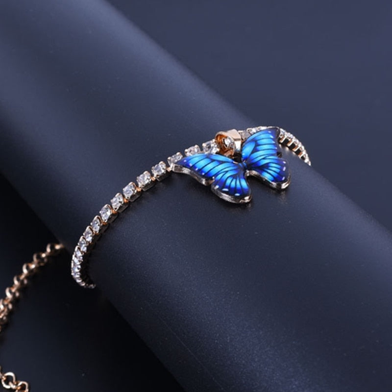 Butterfly Charms Crystal Anklet Rhinestone Foot Chain Accessories