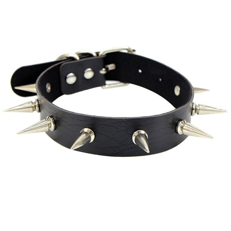 Woman Black Punk Choker Collar Necklace Pu Leather Goth Rivets Choker Jewelry