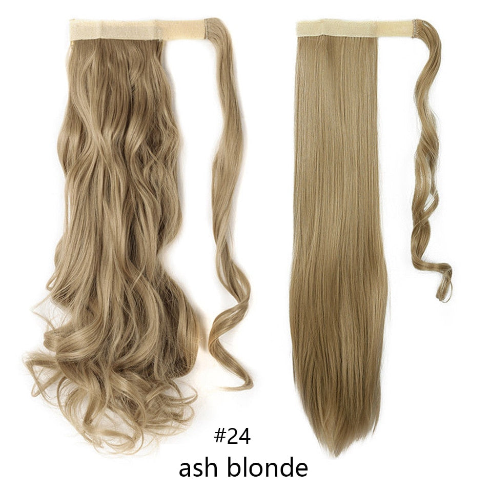 17''23'' Long Straight Ponytail Wrap Around Ponytail Clip in Hair Extensions Natural Hairpiece Headwear Synthetic Hair