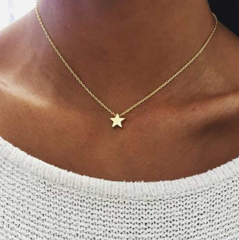 Vintage Multilayer Pendant Butterfly Necklace Moon Star Charm Choker Necklaces Boho Jewelry