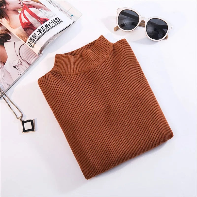 Autumn Winter Top Pull Femme Turtleneck Pullovers Sweaters Long Sleeve Slim Oversize Korean Women Sweater