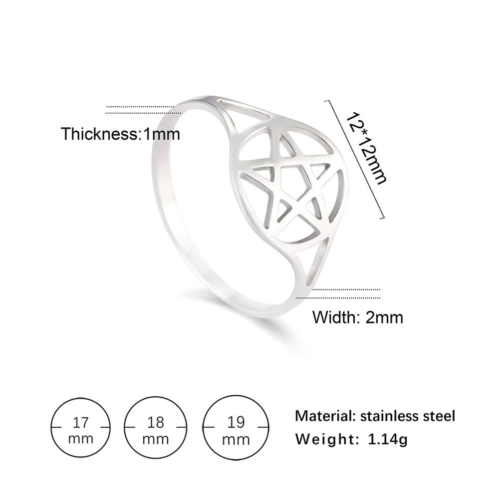 Stainless Steel Pentagram Star Couple Ring Casual  Celtics Knot Finger Rings