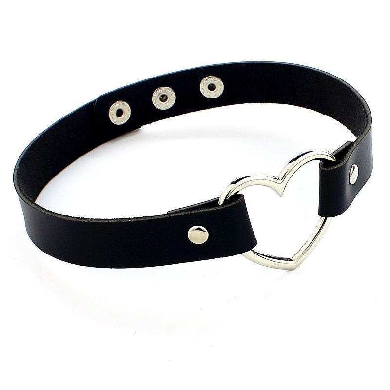 Woman Black Punk Choker Collar Necklace Pu Leather Goth Rivets Choker Jewelry