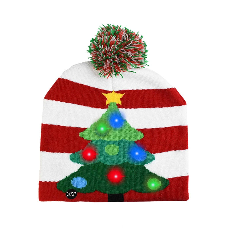 LED Christmas Hat Sweater Knitted Beanie Christmas Light Up Knitted Hat