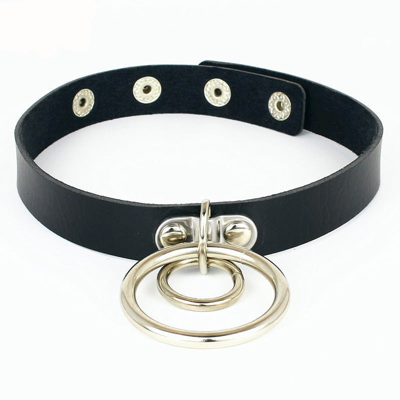 Woman Black Punk Choker Collar Necklace Pu Leather Goth Rivets Choker Jewelry