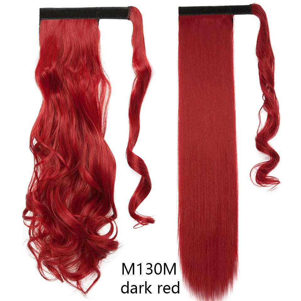 17''23'' Long Straight Ponytail Wrap Around Ponytail Clip in Hair Extensions Natural Hairpiece Headwear Synthetic Hair