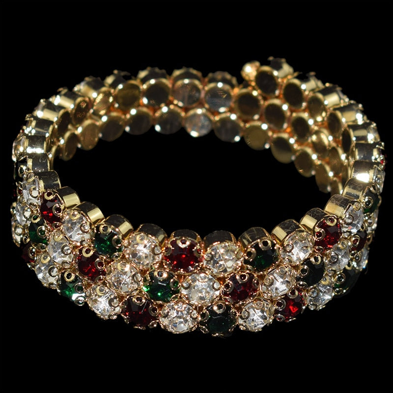 luxurious Multiple Rows Crystal Adjustable Bracelet Bangle Wedding Bracelets Jewelry