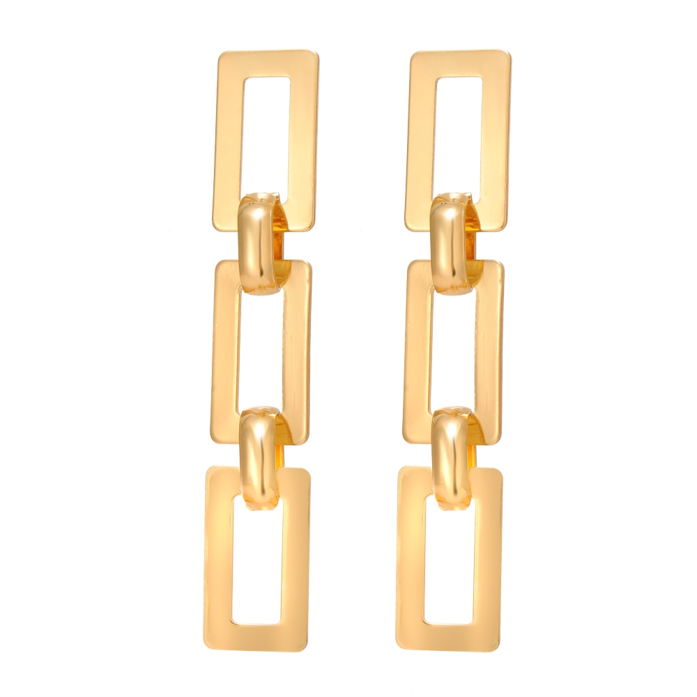 Vintage Earrings Geometric Statement Gold Metal Drop Trendy Earings