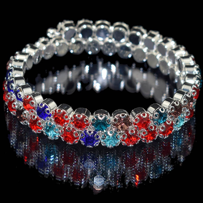 luxurious Multiple Rows Crystal Adjustable Bracelet Bangle Wedding Bracelets Jewelry