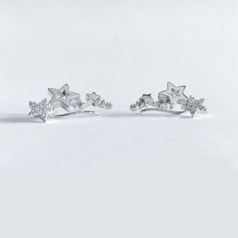 Star Shiny White Zircon Exquisite Versatile Earring Fashion Jewelry