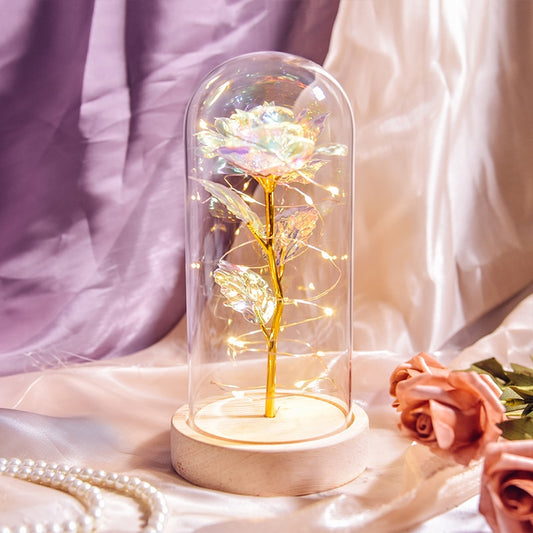 Beauty and The Beast Preserved Roses In Glass Galaxy Rose Flower LED Light Artificial Flower