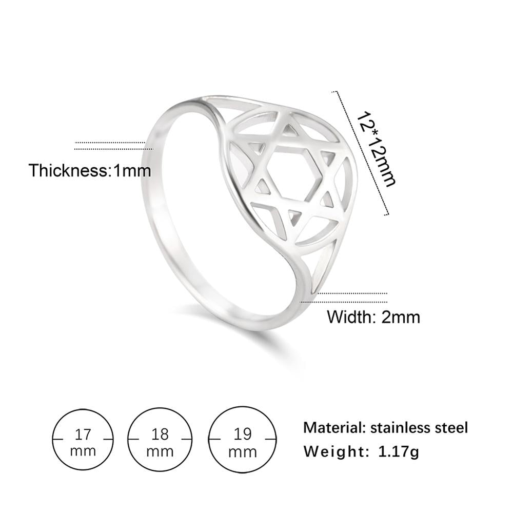 Stainless Steel Pentagram Star Couple Ring Casual  Celtics Knot Finger Rings