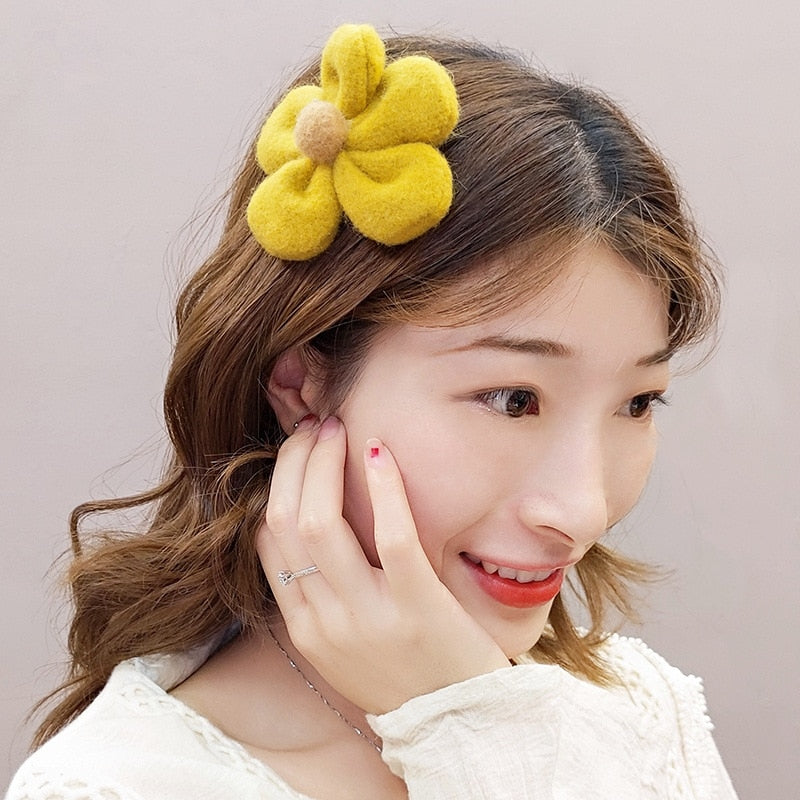 High Elastic Hair Band Plush Flower Hair Clip Scrunchies Girls Sweet Popular Hair Accessories