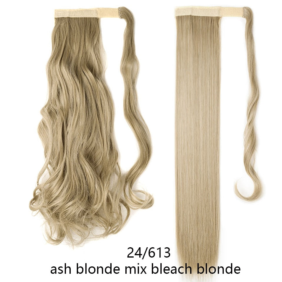 17''23'' Long Straight Ponytail Wrap Around Ponytail Clip in Hair Extensions Natural Hairpiece Headwear Synthetic Hair