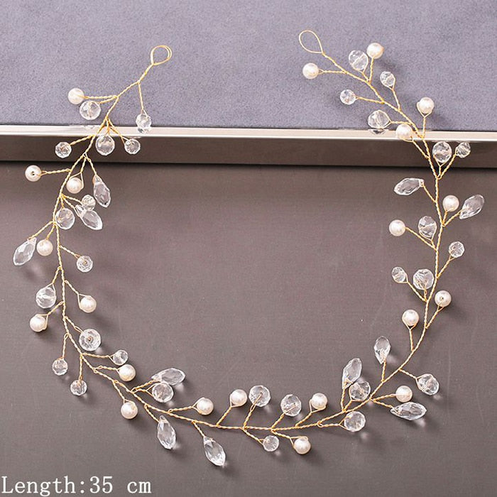 Pearl Rhinestone Headband Wedding Hair Accessories Bride Tiara Headband