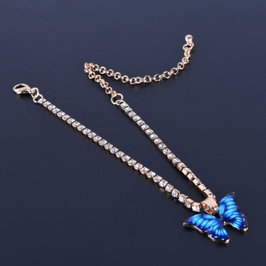 Butterfly Charms Crystal Anklet Rhinestone Foot Chain Accessories