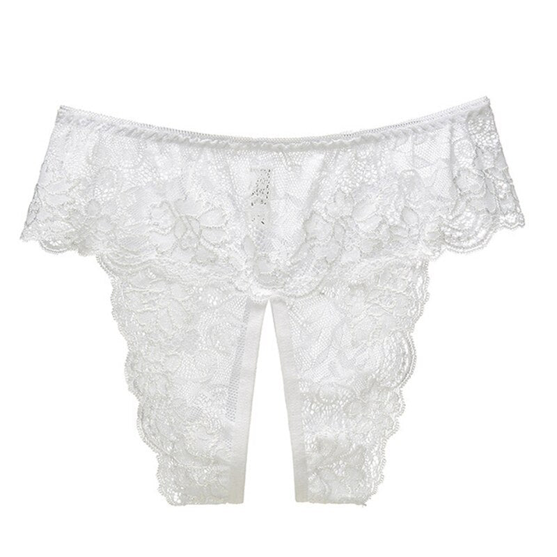 Plus Size Underwear Sexy Open Crotch Panties Lace Transparent Thongs