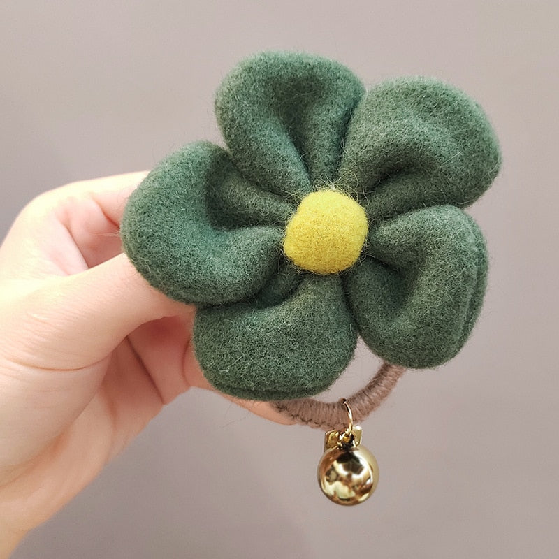 High Elastic Hair Band Plush Flower Hair Clip Scrunchies Girls Sweet Popular Hair Accessories