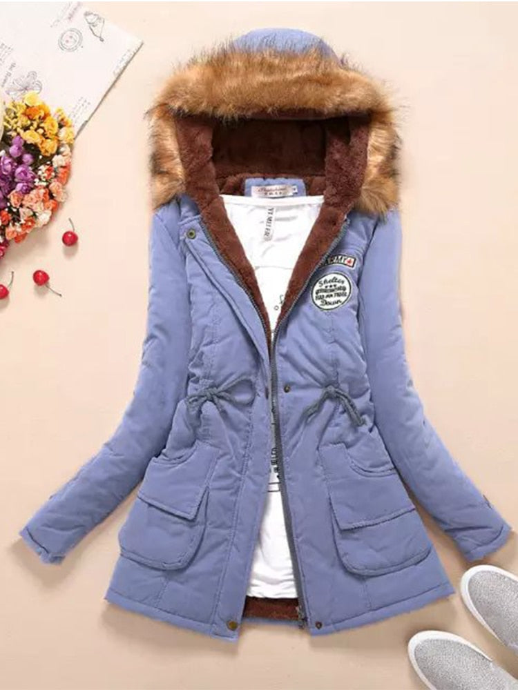 women cotton wadded hooded jacket medium-long casual parka thickness quilt snow outwear